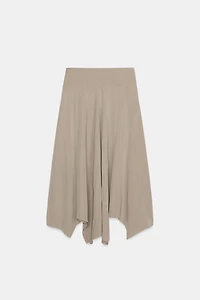 ASYMMETRIC HEM MIDI SKIRT
