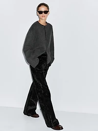 Flare fit high-waist flocked jeans