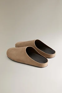LEATHER SPLIT SUEDE MULE CLOG SLIPPERS