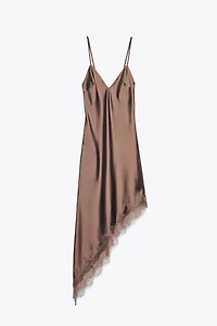 SATIN EFFECT LACE DRESS
