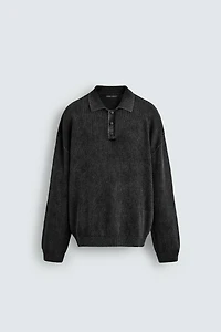 WASHED KNIT POLO SHIRT