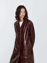 Long nappa leather coat