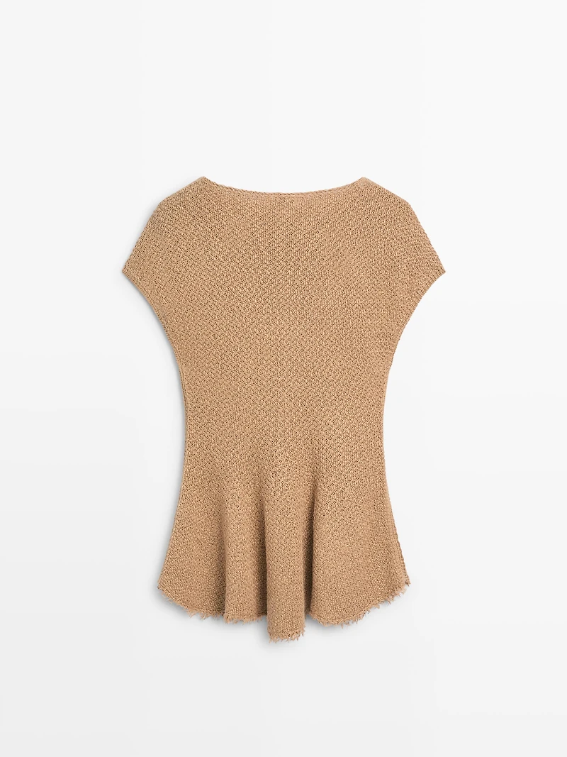 Frayed 100% linen top