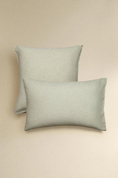 STRIPED LINEN AND COTTON PILLOWCASE