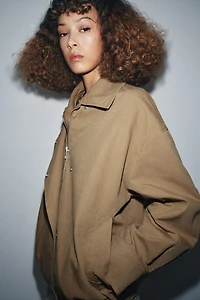 ZW COLLECTION FAUX FUR COLLAR BOMBER JACKET