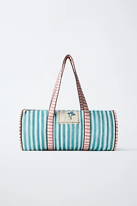 EMBROIDERED STRIPED BOWLING BAG