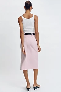 BELTED PENCIL MIDI SKIRT