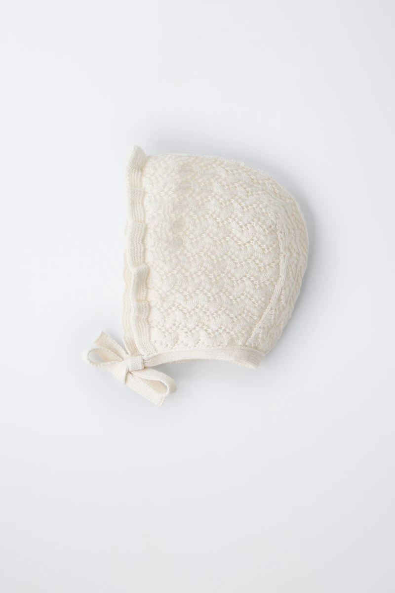 BONNET EN MAILLE AJOURÉ COTON ET SOIE