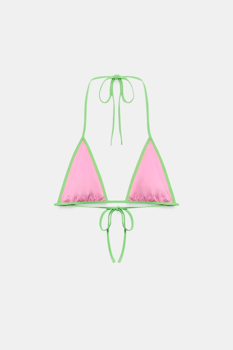 CONTRASTING TRIANGLE BIKINI TOP
