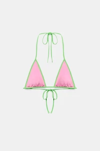 CONTRASTING TRIANGLE BIKINI TOP