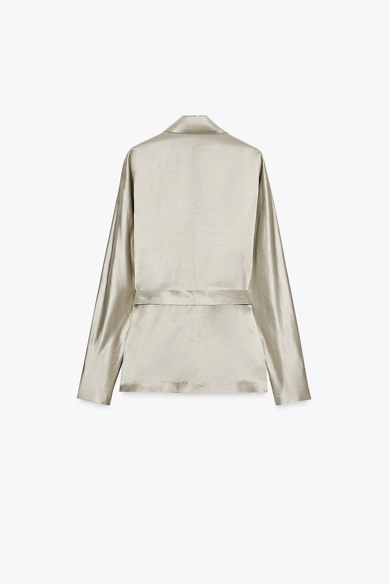 SATIN EFFECT BLAZER WITH BELT ZW COLLECTION LIMITED EDITION