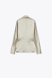 SATIN EFFECT BLAZER WITH BELT ZW COLLECTION LIMITED EDITION