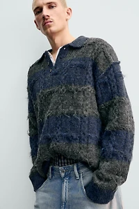 STRIPED JACQUARD KNIT POLO SHIRT