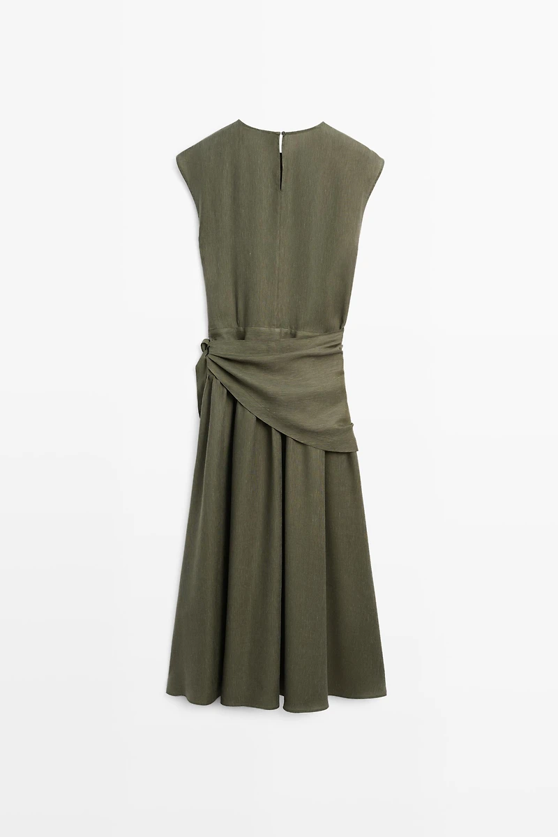 Flowing midi dress with scarf detail