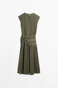 Flowing midi dress with scarf detail