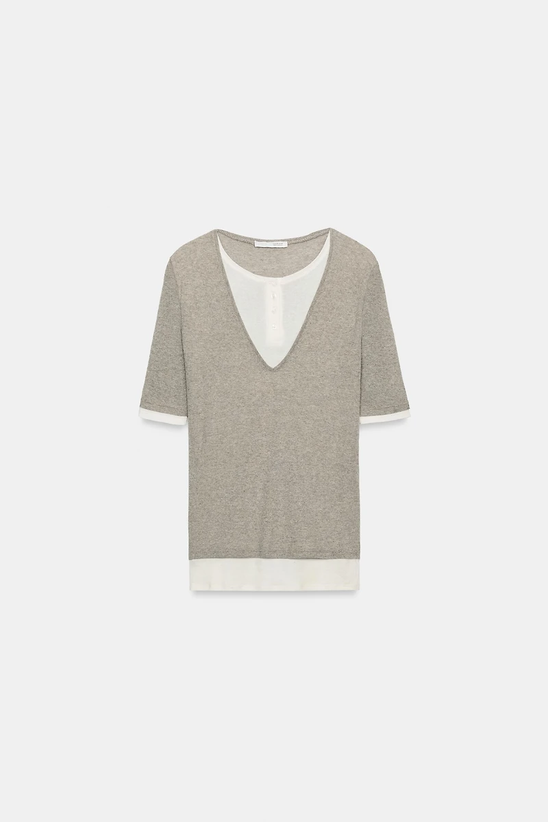 DOUBLE LAYER HENLEY TOP