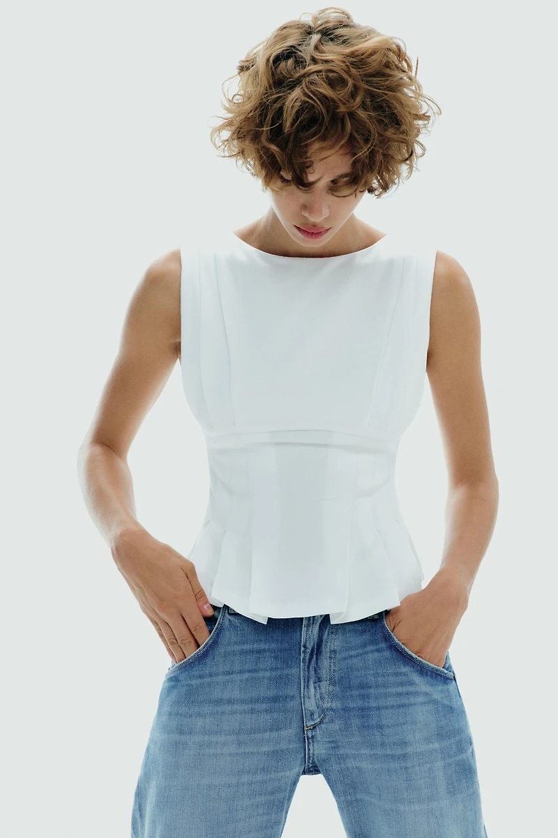 PLEATED ZIP TOP