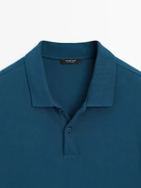 Micro textured piqué cotton polo shirt