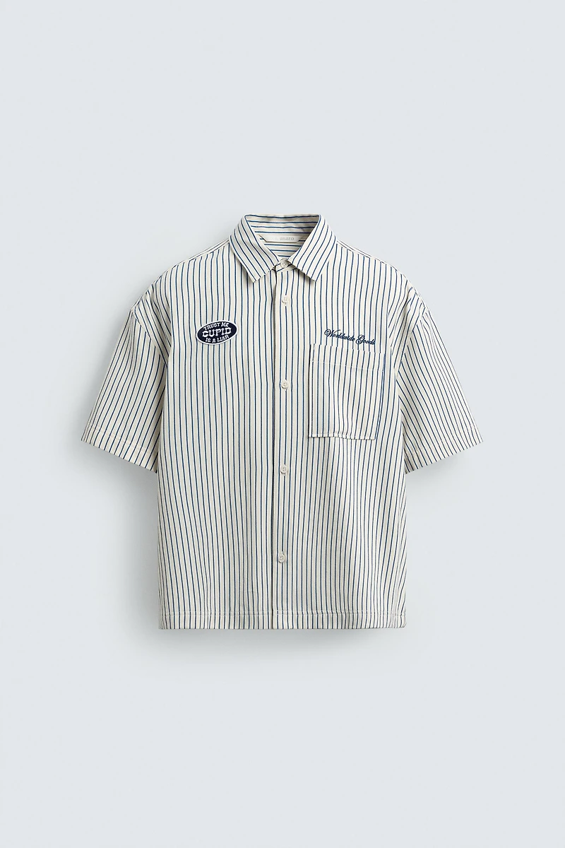 CONTRAST STRIPED PATCH OVERSHIRT