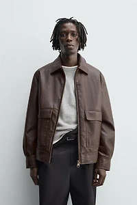 FAUX LEATHER OVERSHIRT