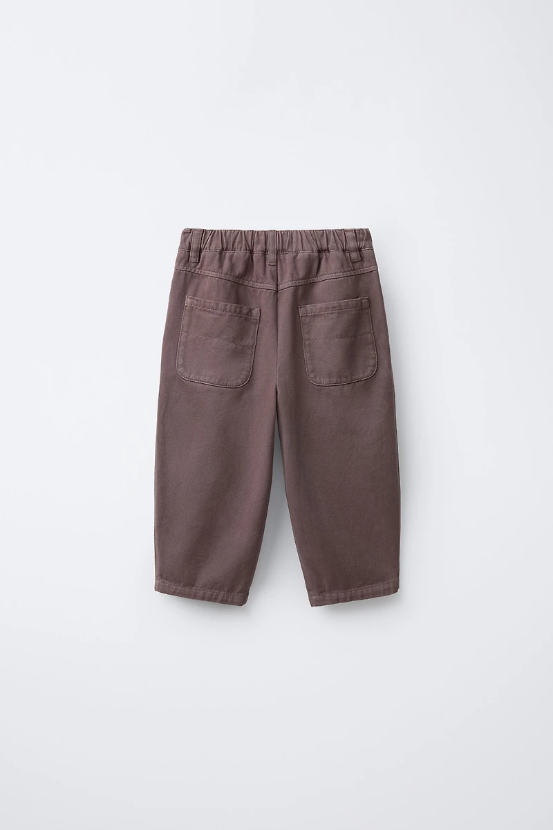 SOFT TOUCH BAGGY PANTS WITH TOPSTITCHING