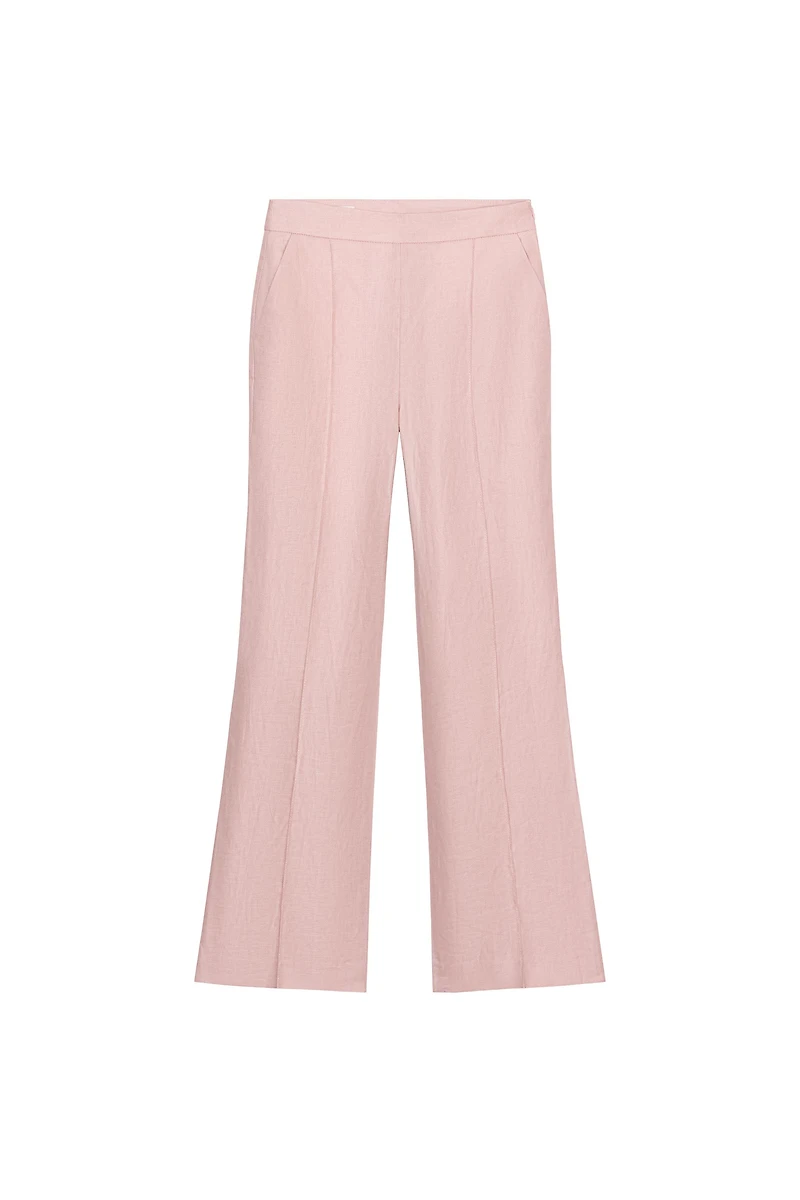 100% LINEN STRAIGHT LEG PANTS