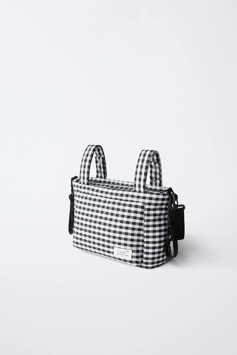 PLAID MATERNITY STROLLER BAG