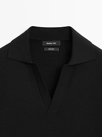 Knit V-neck polo shirt