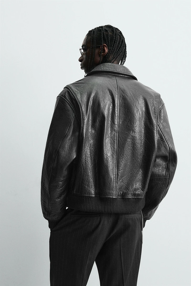 EMBOSSED LEATHER JACKET