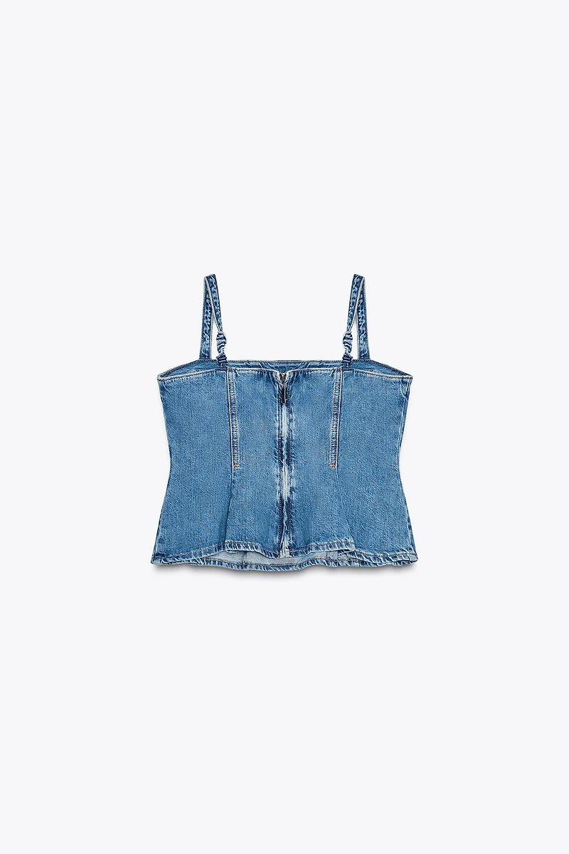 TOP Z1975 EN JEAN À BRETELLES