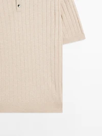 Ribbed knit polo shirt