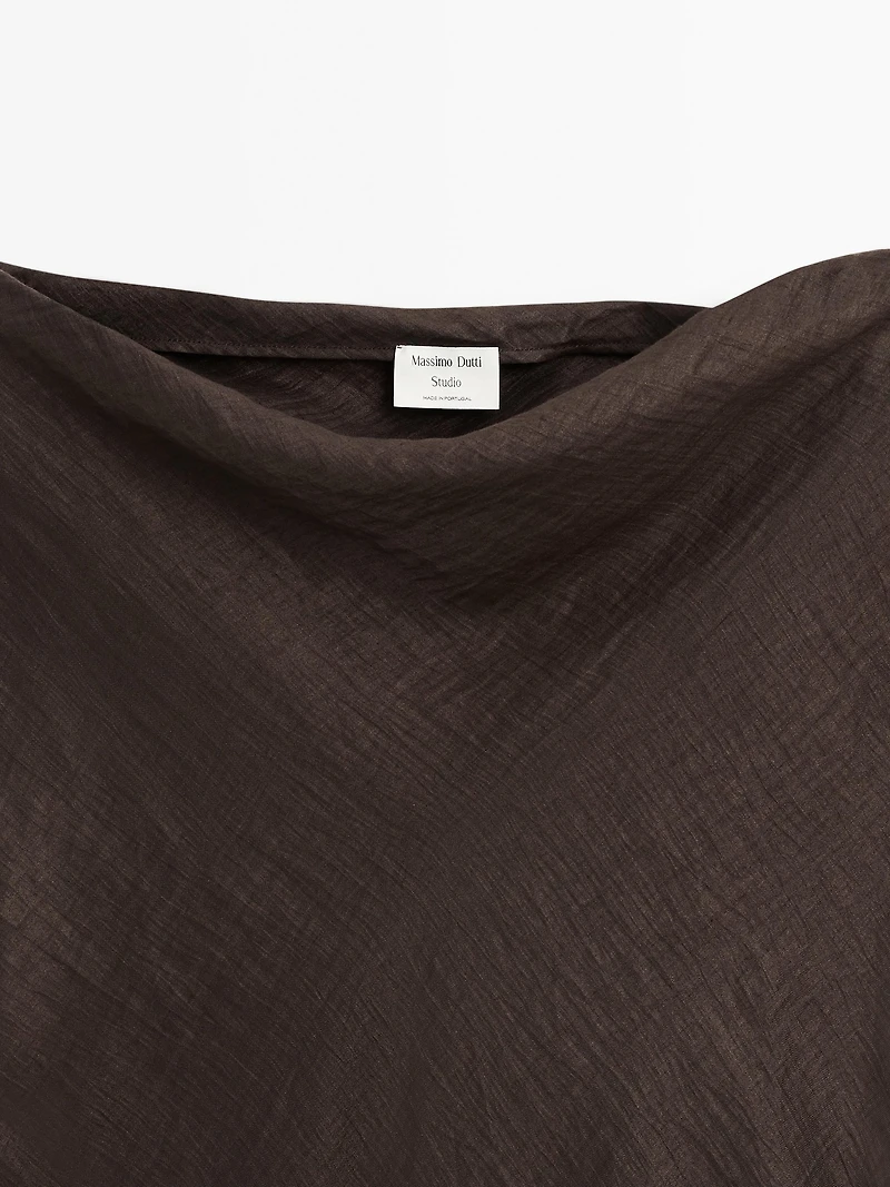 Draped neck top with gathered detail - STUDIO