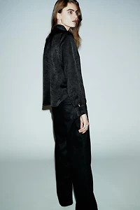 JACQUARD FLORAL SHIRT WITH BROOCH