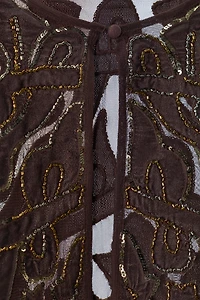 COMBINATION VELVET BEADED SEQUIN CAPE