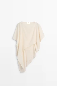 Asymmetric cape-style flowing blouse