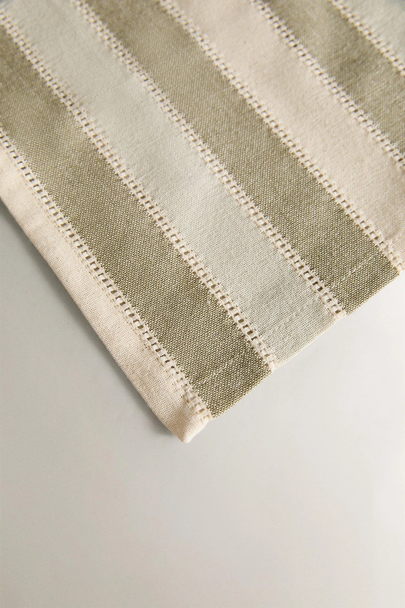 STRIPED TABLECLOTH WITH LACE INSERTS