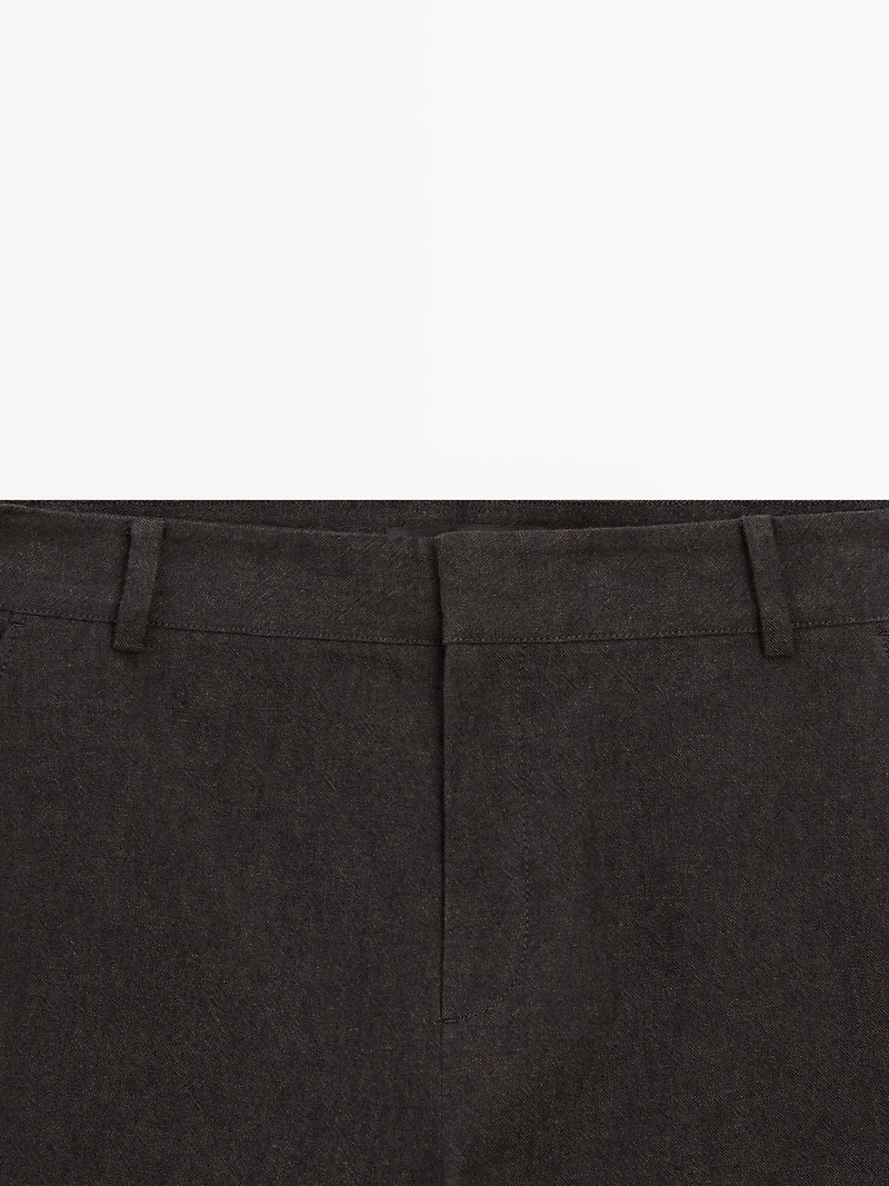 Slim fit linen blend trousers