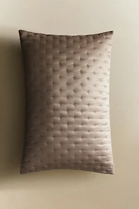 PLAIN SATEEN PILLOW SHAM FOR QUILT WITH KNOTS
