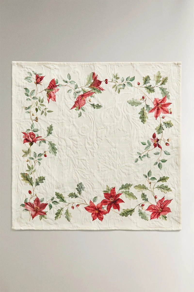 SET OF CHRISTMAS FLORAL JACQUARD NAPKINS (SET OF 2)