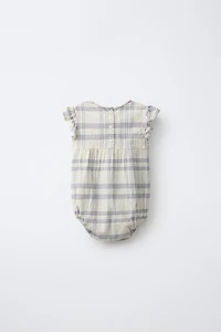 EMBROIDERED CHECKED ROMPER