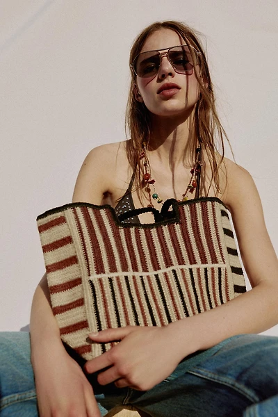 SAC EN JUTE TRESSÉ À RAYURES