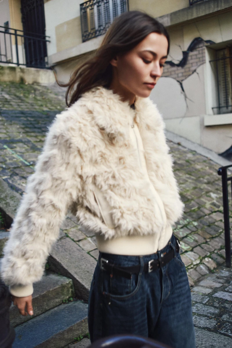 FAUX FUR BOMBER JACKET