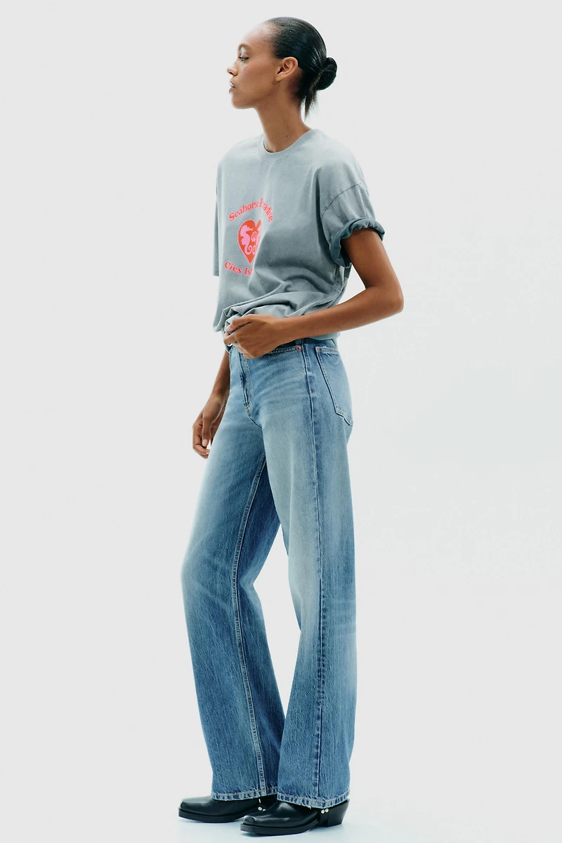WASHED EFFECT PRINTED T-SHIRT