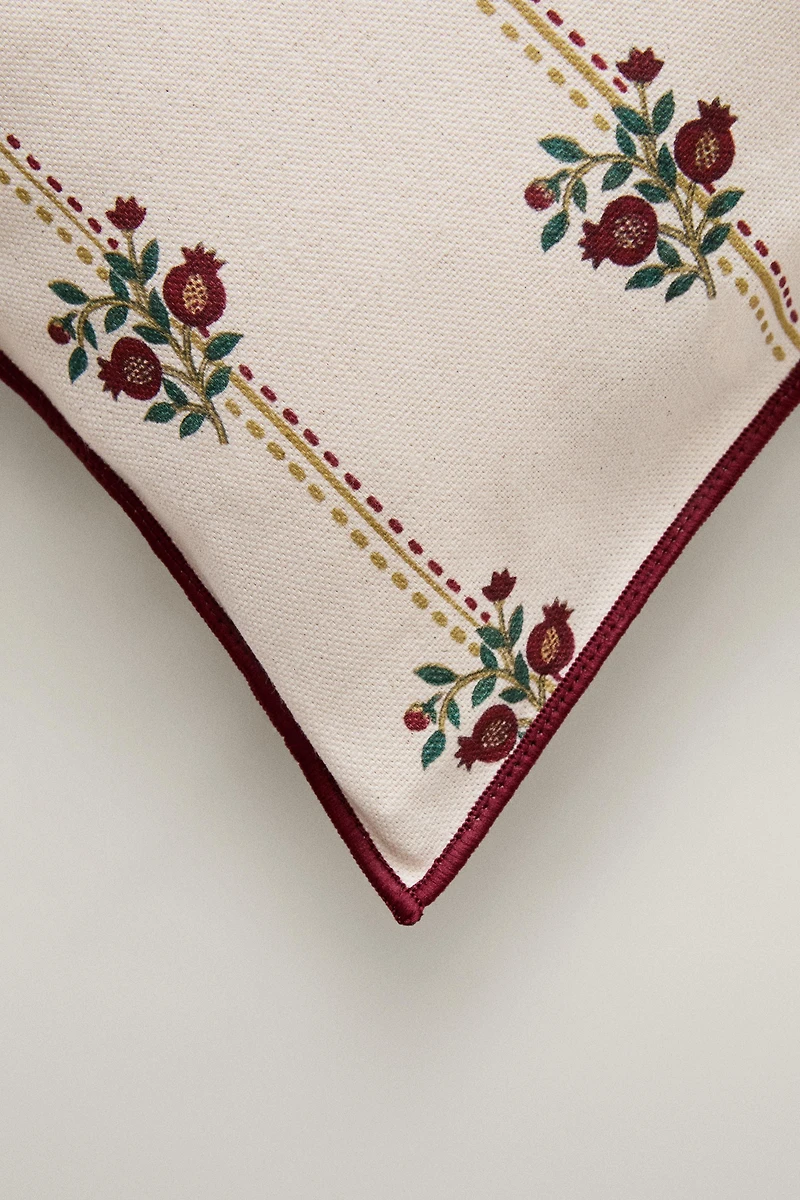 STRIPED AND FLORAL THROW PILLOW COVER