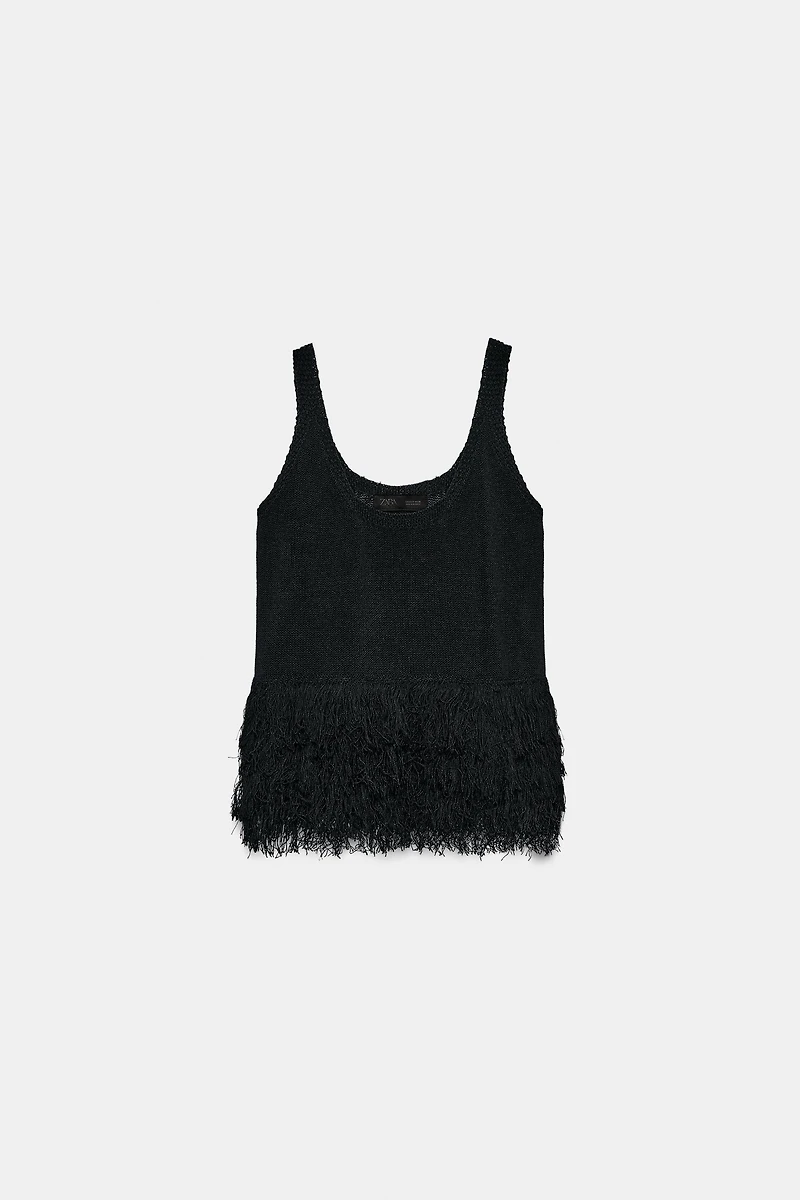 FRINGED KNIT TOP