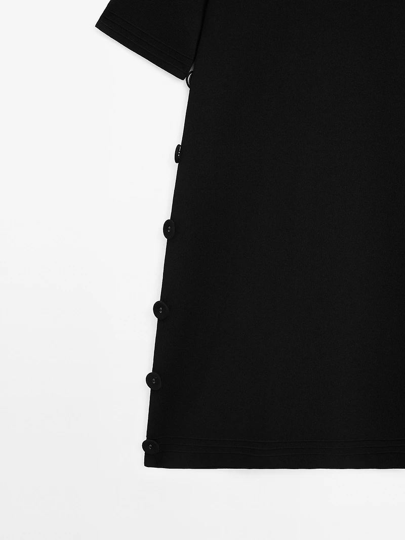 Short knit dress with side button details
