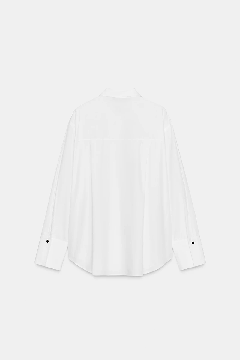 BEADED PLACKET POPLIN SHIRT