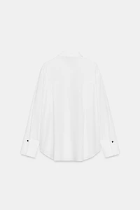 BEADED PLACKET POPLIN SHIRT