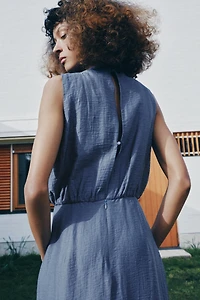 SLEEVELESS LINEN MIDI DRESS