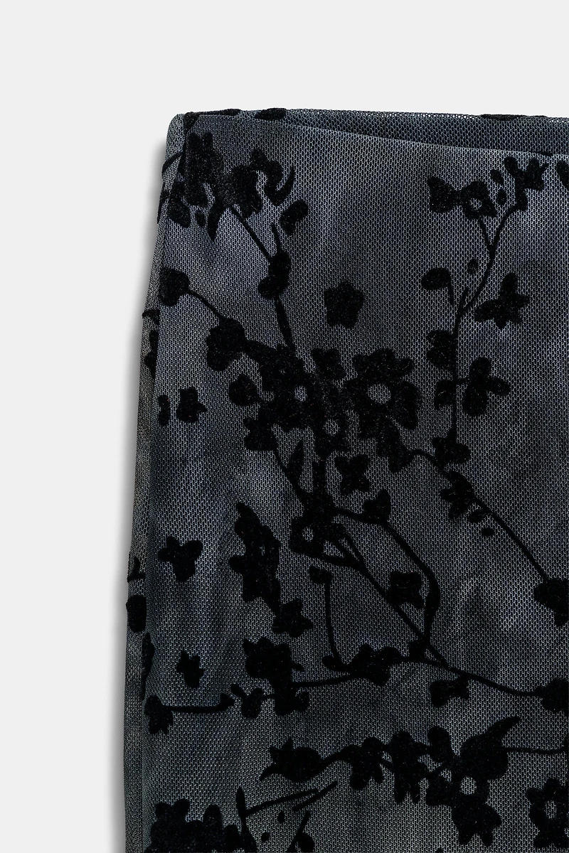 FLOCKED TULLE FLARE PANTS